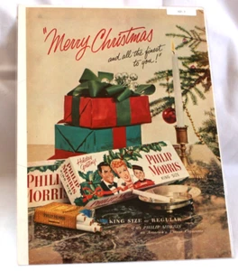 Vintage 1953 Philip Morris Merry Christmas Print Ad Cigarette Lucille Ball Desi - Picture 1 of 8