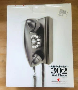 New Crosley 302 Dreyfuss Style 40's Retro Wall Phone - Black CR55BK Push Button - Zdjęcie 1 z 9