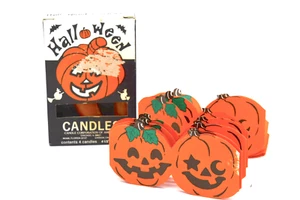Vintage Halloween Kürbis Papier Streamer Jack O Laterne orange Kerzen - Bild 1 von 4