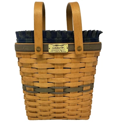 Vintage Longaberger 10" High Collector’s Basket with Liner and Protector - Image 1 of 4