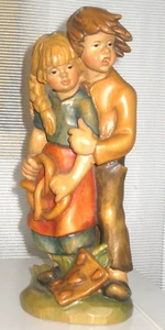 Holzfigur geschnitzt, Hänsel und Gretel, Handarbeit, 22 cm, Südtirol, TOP 18H - Bild 1 von 7