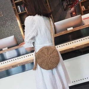 Boho Rattan Straw Woven Handbag Crossbody Beach Shoulder Bag Messenger For Women - Picture 1 of 12