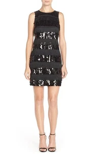 Eliza J Sequin & Fringe Crepe Shift Dress  (size 4) - Picture 1 of 3
