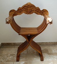 SEDIA SAVONAROLA IN LEGNO CAMINO SOGGIORNO LETTO TV CAMERA ITALY POLTRONA