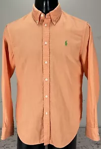 Ralph Lauren Slim Fit Lined Long Sleeve Soft Cotton Shirt Sz L Orange - Picture 1 of 8