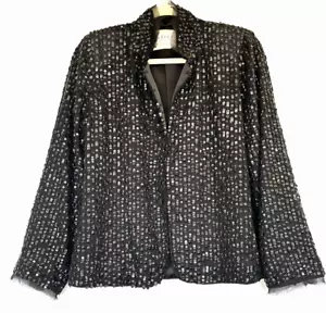 Elegant *VELVET by GRAHAM & SPENCER* Black Sequin Evening Jacket M - Picture 1 of 14