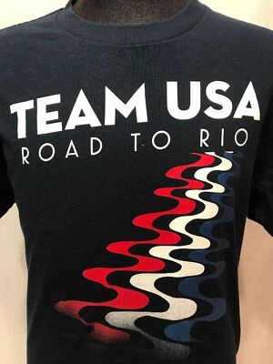 Team USA Olympics Road to Rio American Flag NBC T Shirt Black Red White Blue L - Image 1 of 4