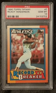 1990 Topps Tiffany Rickey Henderson Record Breaker #7 PSA 10