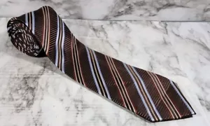 Kenneth Roberts Platinum Brown Striped Neck Tie / 63 Inches - Picture 1 of 5