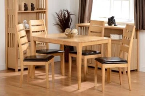 Oak & Brown Dining Table & 4 Dining Chairs L150cm X D90cm X H75cm LOLA - Picture 1 of 9