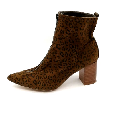 Coconuts Mujer Botín Clarissa Marrón Leopardo Punta Frontal Cremallera Bloque 9 Foto 1 de 4