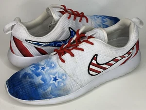 Scarpe personalizzate Nike Roshe One 2016 da uomo 14 M bianche bandiera americana USA 511881-112 - Foto 1 di 7