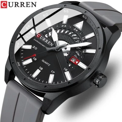 CURREN Men Watch Date Display Sport Watches Male Business Silicone Wristwatch - Image 1 of 4