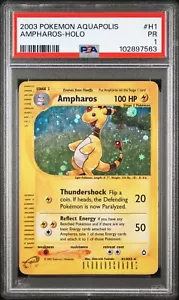 2003 Pokemon Aquapolis Ampharos Holo H1/H32 PSA 1 E-Reader Series POP 5 - Picture 1 of 2
