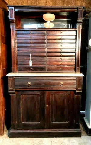 Victorian Era Multi Drawer Dental Cabinet with Marble Surface area Cover