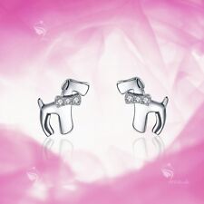 925 silver earrings simulated diamond puppy dog stud kids baby fashion attitude