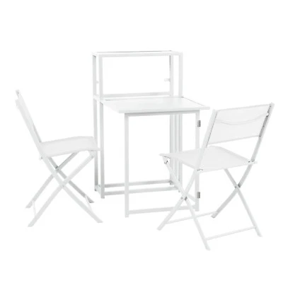 Balkon-Set platzsparend Balkon-Möbel Balkon klappbar Weiß - Bild 1 von 4