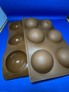 2 Semi Sphere Silicone Chocolate Mold Brown Baking Molds - Picture 1 of 3
