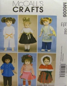 McCalls Doll Clothes Pattern 6006 Karate Holiday Party Apron American Gotz Girl - Picture 1 of 2