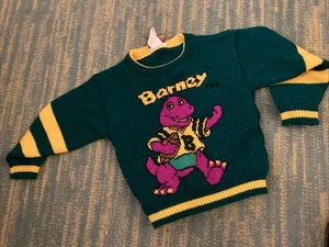 Vintage 1992 Barney Football Sweater * Green / Yellow Toddler * Size 4T * Lyons - Bild 1 von 6