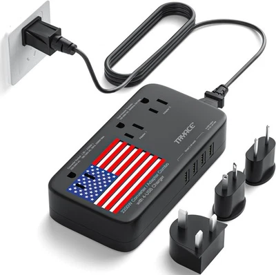 2200W US to Europe Voltage Converter, 220V to 110V Travel Adapter with 3 AC - Image 1 of 4