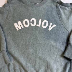 Volcom Green/blue Long Sleeve Cold Shoulder Sweater Large 14 Teen Girl - Picture 1 of 8