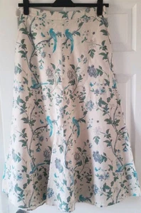 Laura Ashley Size 10 Linen Cream/Teal floral Maxi Skirt, lined,A-line, worn once - Picture 1 of 5