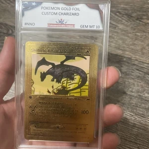 Pokemon Karte Shining Charizard HP 100 Gold Foil Fan Art 107/105 1. Edition - Bild 1 von 12