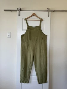Aedvoouer Women's Baggy Plus Size Overalls Cotton Linen Jumpsuits Wide Leg 4XL - Picture 1 of 9