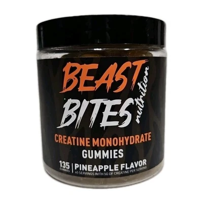 Gomas monohidratadas de creatina Beast Bites Nutrition abacaxi 135 ct validade 27/01 - Imagem 1 de 4