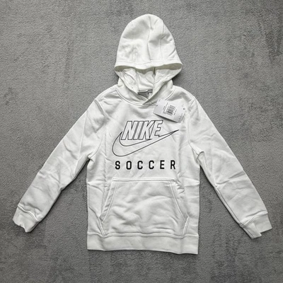 Nike Soccer Hoodie Youth Small White Pullover Sweatshirt Kangaroo Pocket - Image 1 of 4