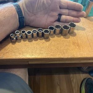 11 piece vintage craftsman socket set 3/8” drive METRIC USA 9-19 Mm - Picture 1 of 3