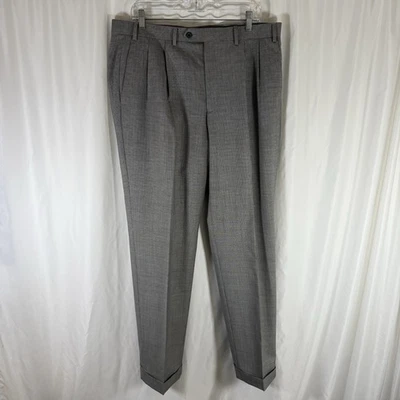 Pantalones de vestir Lauren Ralph Lauren mezcla de lana 36x32 gris geométrico plisado seco Cln Foto 1 de 4