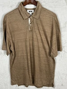 Joseph Abboud Men's Linen Polo Shirt Brown Color Size L Short Sleeve Solid - Picture 1 of 13