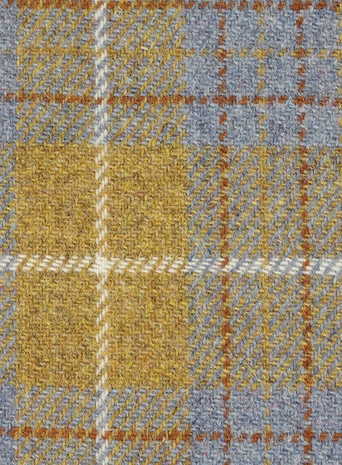Genuine Harris Tweed Remnant - Blue & Mustard Check - Image 1 of 1