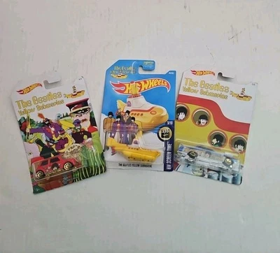 Lote De 3 Coches Beatles Hot Wheels Amarillo Submarino Morris Mini Fish'd N Chip'd Foto 1 de 4