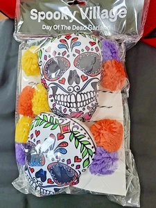 Spooky Village Tag der Toten Girlande 72 cm 4 Totenköpfe NEU - Bild 1 von 3