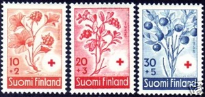 Cloudberry Blueberry Cowberry Berries Finland Mint MNH Stamps Red Cross 1958 - Picture 1 of 1