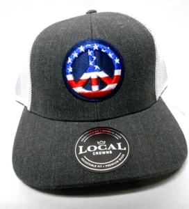Local Crowns Americana USA Red White Blue Peace Sign Logo Snapback Trucker Hat - Picture 1 of 5