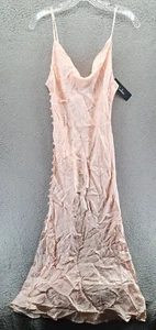 Vestido midi satinado Lulus All About You para mujer mediano rosa botón lateral nuevo con etiquetas - Imagen 1 de 12