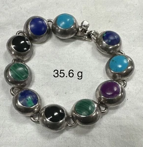 Pulsera de Plata Mexicana Taxco De Colección Múltiples Piedras Preciosas (10) Envío Gratuito 48 - Imagen 1 de 4