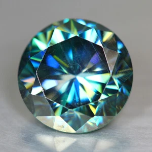 6.26_cts 11.5mm Round Alternate Diamond-D-Grade Blueish Green Moissanite - Picture 1 of 3