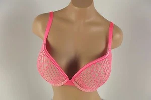 NEU Victoria's Secret sehr sexy Push-up-BH 32DD nude rosa Spitze Satinbesatz neu ohne Etikett - Bild 1 von 4