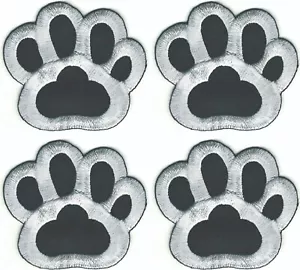 Black Dog Paw Patch Embroidered Cut out Iron on Sew on Lot of 4 - Picture 1 of 2
