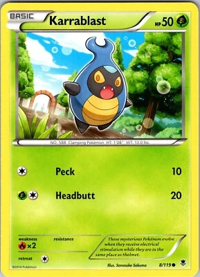Pokemon TCG Karrablast XY Phantom Forces 8/119 Regular Common Card NM - Image 1 of 2