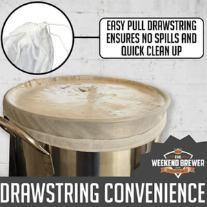 Big Large Reusable Fine Mesh Brew Bag for Fruit Wine Press Drawstring Straining - Picture 1 of 5