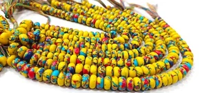 Perline lisce Fordite Agata multicolore rondelle vendute per spiaggia lunga 8 - Foto 1 di 5