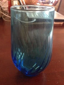 Aquamarin blau Trinkglas Trommel -Wirbelmuster- - Bild 1 von 3