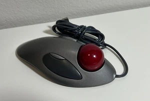 Logitech Trackman USB Red Marble Trackball Mouse T-BC21 - Picture 1 of 6
