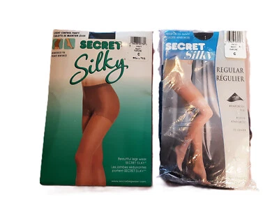 Nuevo de Lote Antiguo 2 Paquetes de Pantimedias Secretas Sedosas Talla C Azul Marino 20 Denier Foto 1 de 2